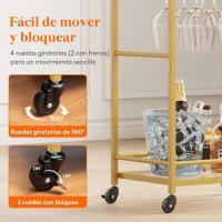 Carrito Auxiliar de 3 Niveles,Carrito de Servicio de té con Ruedas con Bloqueo,Carrito de Cocina y Alcohol para Comedor y Sala de Estar,43,2 x 30 x 81,5 cm, Marrón rústico - details 20
