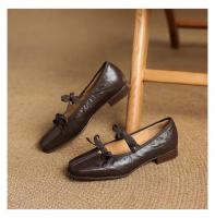Nueva piel de oveja cabeza cuadrada estilo retro pequeños zapatos de cuero arco pedal boca poco profunda Mary Jane zapatos individuales - details 17