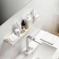 Estante de pared flotante sin taladros para baño, ducha, sala de estar, dormitorio, organizador, 27x8,5 cm - details 12