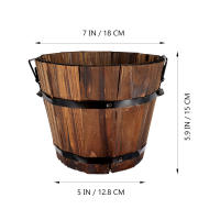 Cubo redondo de madera, éter de flores campestres, recipiente para agua, decoración de jardín y patio trasero, 18cm 15cm x 14cm, 1 pieza. - details 1