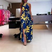 Ropa de mujer, novedad de verano 2025, vestido de longitud media con abertura y cintura alta, a rayas claras y dulces, con cuello colgante - details 3