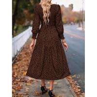 Primavera otoño nuevos vestidos de cuello redondo para mujer vestido de manga larga estampado A-line liquidación - details 15
