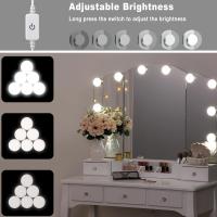 Mesa de Vestir Plegable con Espejo Blanco, 10 Bombillas LED, 5 Cajones, 2 Separadores, Organizador Móvil para Manualidades - details 4