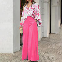 Conjunto Casual de Primavera-Verano Pantalones de Pierna Ancha Cómodos Manga Completa - details 1