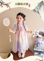 Vestido de princesa mejorado estilo Tang antiguo Hanfu con hombros descubiertos y nube de encaje bordado edición china de verano para niñas - details 0