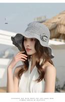 Negro Primavera Verano coreano playa paja wer ocio protección solar pescador sombrero de cubo para mujeres gorras de Panamá - details 4