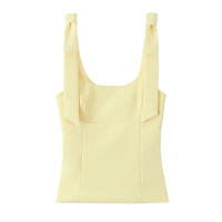 TRAFZA 2025 moda Mujer High Street cremallera lateral Slim Tops Mujer verano Sexy sin mangas arco cuadrado cuello sólido Sling Top Mujer - details 10