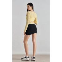 Pantalones cortos de Yoga 2 en 1 para mujer, vestido rápido de cintura alta superpuesto, ropa deportiva para Fitness, falda con cordón ajustable - details 4