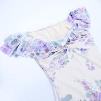 Pausa para el café Vestido floral de verano con suave viento francés, hombro de una palabra con cuello en V Un vestido de péndulo JY25242 - details 15