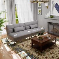 Sofá cama, franela de algodón, gris, 51P x 174L x 72H centímetros - details 1