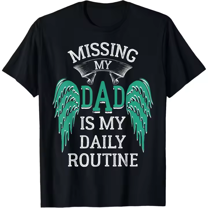 Miss you Dad in Heaven Papa es mi ángel guardián camiseta para hombre - 1
