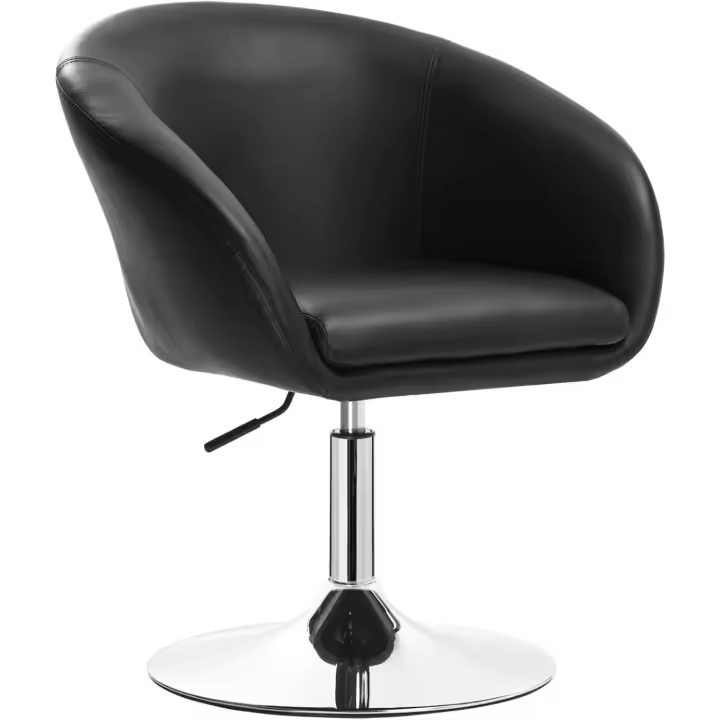 Ajustable Acero Cromado, Cuero Sintético Taburete bajo Sillas Bar Taburete Peluquería Silla de - 1