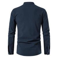 Nueva blusa informal para hombre, Tops de lino y algodón, camiseta de manga larga, camisas de Yoga Vintage con tapeta inclinada para primavera y otoño - details 23