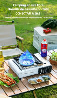 Hornillo de gas portátil, Estufa de cassette portátil, compacto de camping con maletín de transporte, cocina de exterior regulable continuamente con encendido piezoeléctrico automático, Estufa cassette de doble uso ESTUFA DE GAS PORTÁTIL - details 0