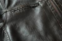 Chaqueta de cuero para motocicleta cortavientos con cremallera y cuello levantado de PU para hombre, informal, ajustado, de lana, para invierno, Otoño e Invierno - details 14