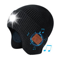 Gorro de punto inalámbrico con Bluetooth, gorro inteligente estéreo con luz LED, recargable, lavable, música, lana, Invierno - details 2
