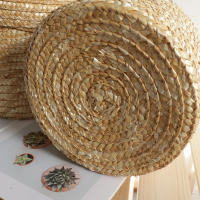 Caja de almacenamiento tejida de paja hecha a mano Circular con tapa, cesta de flores para aperitivos y cosméticos, organizador de maquillaje, 1 piezas - details 10
