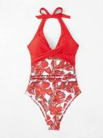 Traje de baño de bikini con lazo ajustado y estampado multicolor de una pieza de nuevo estilo para mujer con sensación de alta gama - details 11