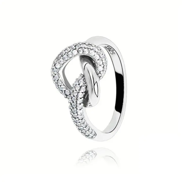 Anillo de Pujar para Mujeres en Plata Esterlina 925 with Corazón Enredado y Estrella de Zirconia Cúbica Joyería de Boda Regalos - 1