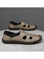 Zapatos de hombre 2025 nuevo verano hueco transpirable con agujeros, zapatos Oxford con suela antideslizante, zapatos de conducción transpirables, zapatos casuales de cuero para hombre - details 1