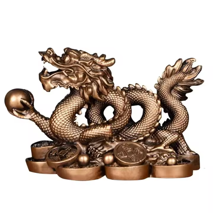 Estatua de Feng Shui para atraer riqueza, figuritas chinas de buena suerte, adorno de estatuilla de dragón, decoración de escritorio, 2024 - 1