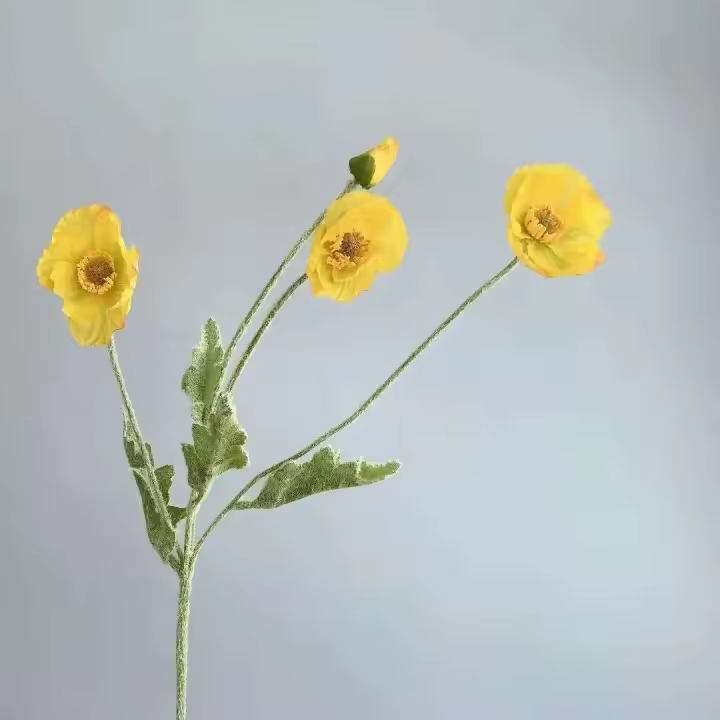 Papaver artificial de seda con tallo largo, mesa de jardín para inauguración de la casa, ramo de novia para fiesta, boda, bricolaje - 1