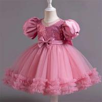 Vestido de Princesa Rosa de Esponja Primera Comunión Aniversario de Niño Fiesta de Boda - details 3