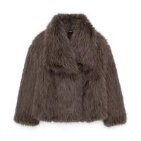Abrigo de piel sintética para mujer, chaqueta holgada de manga larga con cuello levantado, abrigo grueso de invierno - details 11