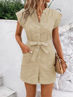 Mono de verano a rayas para mujer, mono de manga corta, pantalones cortos - details 41
