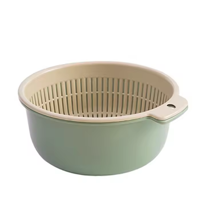 Cesta de drenaje de cocina 2 en 1, cesta de almacenamiento de verduras frescas, contenedores de almacenamiento de lavado y escurridor, cesta de drenaje de doble capa - 1
