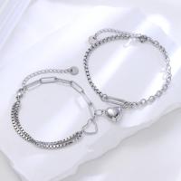 Conjunto de Pulseras de Acero Inoxidable con Diseño de Corazón Estilo Simple de Moda para Parejas - details 3