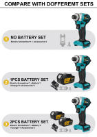 Kit de Destornillador Eléctrico Sin Escobillas 688N.m de 8 Velocidades 1/4 Pulgada para Batería Makita 18V Kit de Destornillador de Impacto Inalámbrico - details 13