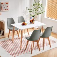 Juego de Mesa de Comedor y Sillas, 1 Mesa Redonda de 80 cm + 4 Sillas Blancas, de Diseño Nórdico - details 10