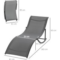 Plegables Tumbonas de Jardín con Marco de Aluminio en Forma de S Carga de 120 kg para Piscina Patio Terraza 165x61x63 cm Gris Oscuro - details 2