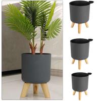 Sistema automático de riego y drenaje de plantas con patas de madera, ETA circular para pies, hierbas, bonsái de guardería, moderno - details 1