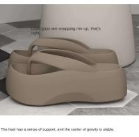 Chanclas Eva de fondo grueso para mujer con plantilla hermosas zapatillas de verano playa hogar excrementos de sensibilidad aumentada suave - details 3