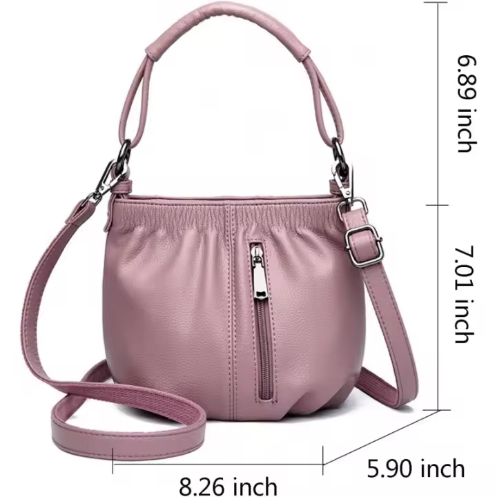 Bolso bandolera pequeño para mujer de piel sintética, bonito bolso tipo cubo con 2 correas para los hombros - 1
