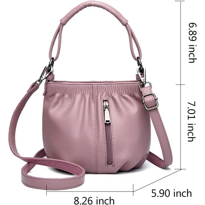 Bolso bandolera pequeño para mujer de piel sintética, bonito bolso tipo cubo con 2 correas para los hombros - 1