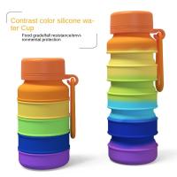 Botella de agua de silicona plegable a prueba de fugas, tazas de agua plegables reutilizables portátiles, taza de café retráctil con mosquetón inoxidable - details 8