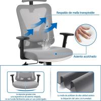 Silla de Oficina Ergonómica Sillon de Escritorio con Resalto Ajustable entre 90° y 130° - details 18