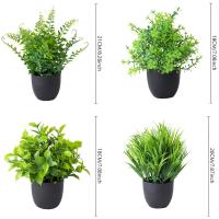 Planta falsa pequeña realista con maceta negra, eucalipto, lavanda, bonsái verde en maceta, plantas artificiales para el hogar y la Oficina, 2 uds. - details 0