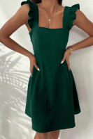 Vestido corto con cuello cuadrado y tirantes para mujer, traje de verano, Color liso, espalda descubierta - details 20