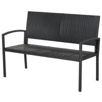 Homfa Patio al aire libre Banco de mimbre de ratán Silla de dos plazas Reposabrazos Cubierta de jardín Silla de ratán para todo tipo de clima Sofá de dos plazas - details 0