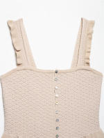 Moda para Mujer OUWU Chaleco de Punto Cortado a Raya, Cuello Cuadrado, Camisetas Sin Mangas Elegantes - details 3