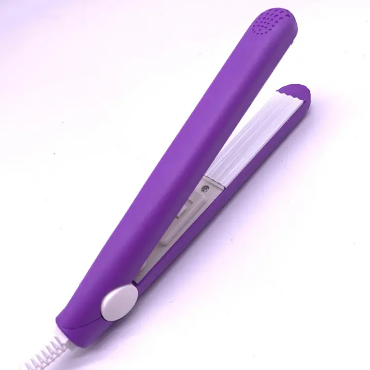 Un mini plancha para el cabello, placa corrugada rosa, rizador eléctrico, herramientas de modelado de rizos - 1