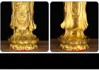 Adorno de Bodhisattva de pie Jiuhuashan tierra rey tibetano estatua de Buda de bronce artesanías de decoración del hogar - details 6