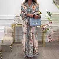 Vestido de primavera estilo palacio estampado de manga larga con cuello en V y temperamento para mujer 2025 con gran exhibición - details 6