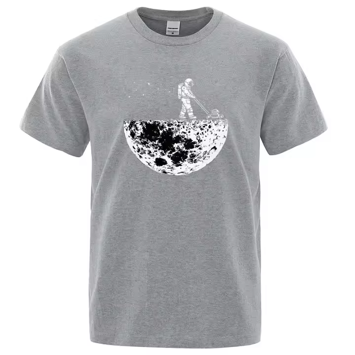 Camiseta de astronautas con diseño creativo de deshierbe en la Luna para hombre, camisa transpirable de moda, ropa creativa, camiseta de gran tamaño - 1