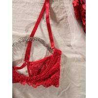 Conjunto de lencería de encaje floral erótico, sujetador abierto transparente y tanga con cadena, lencería sexy y ropa interior - details 17