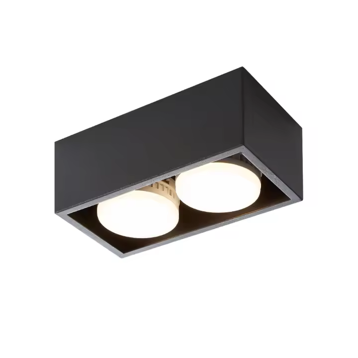 CBJKTX 2 Focos de Techo Montados en Superficie Negros con Luz Blanca Cálida Ajustable Modernos 2x5W GX53 Cuadrados Planos para Cocina - 1